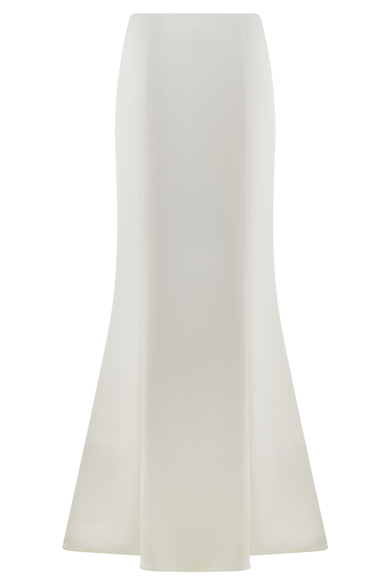 Khloe Satin Fishtail Maxi Skirt - White