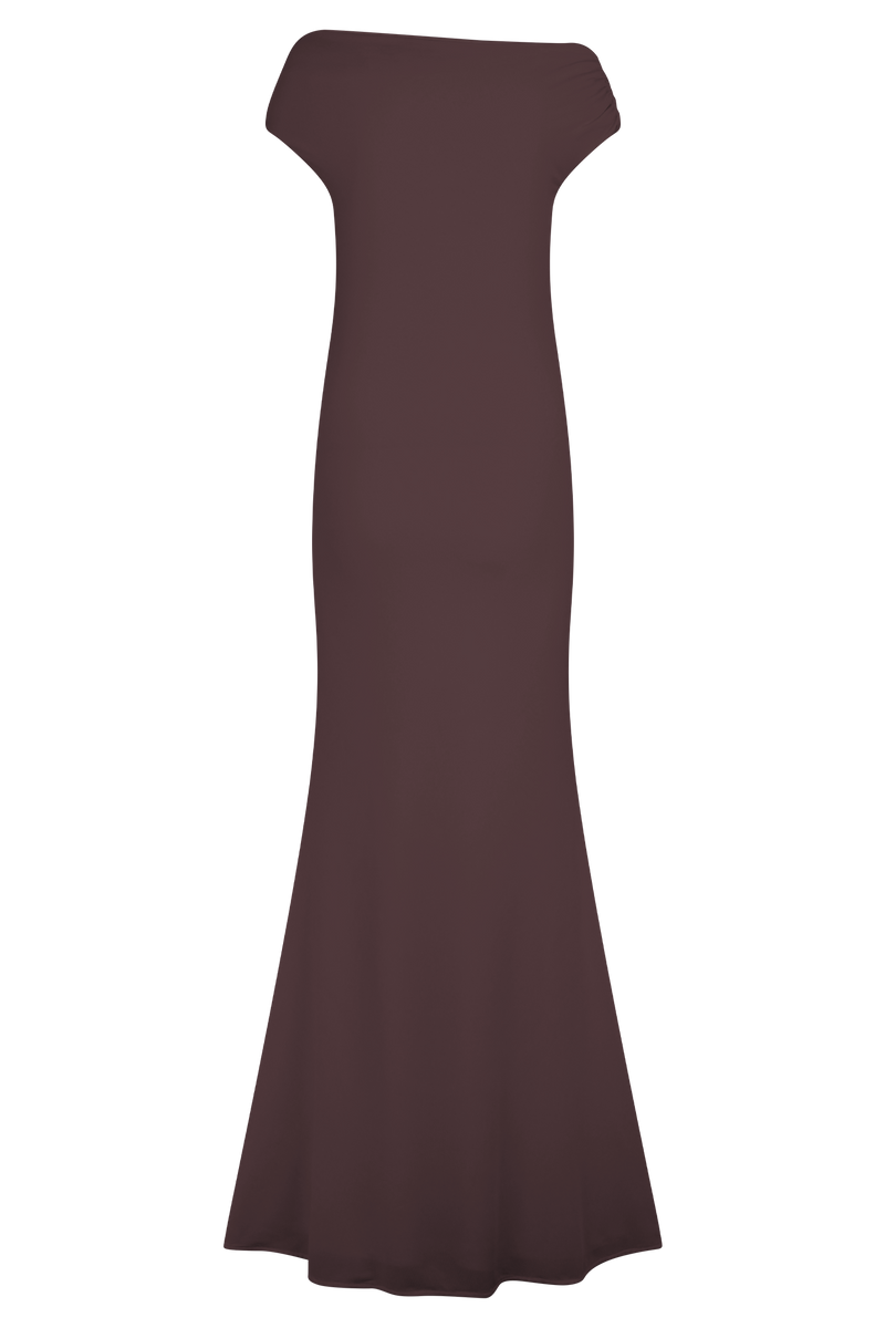 Kinsley Slinky Maxi Dress With Hardware - Chocolate