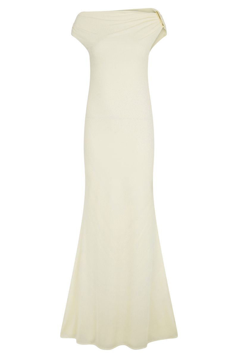 Kinsley Slinky Maxi Dress With Hardware - Ivory