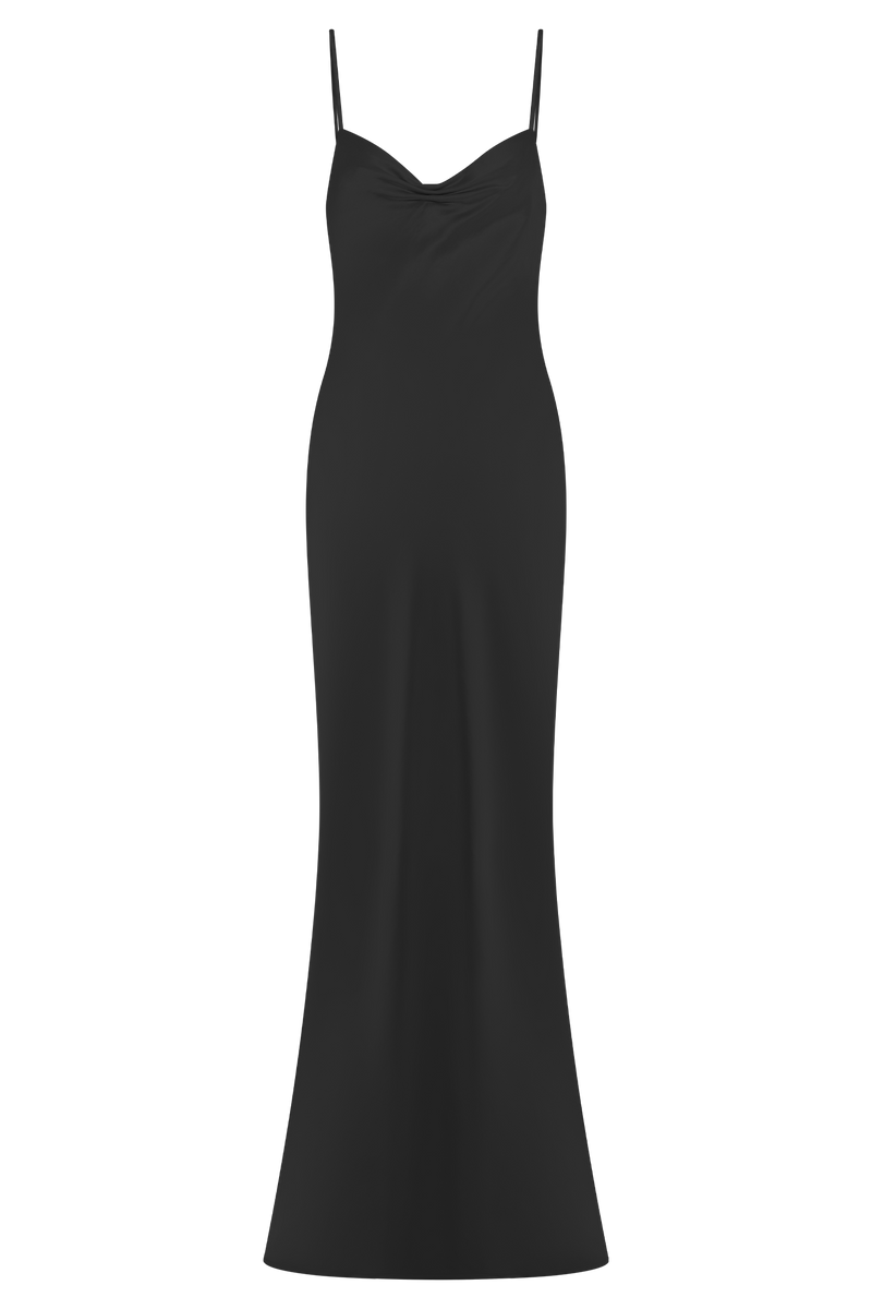 Lilly Sweetheart Satin Maxi Dress - Black
