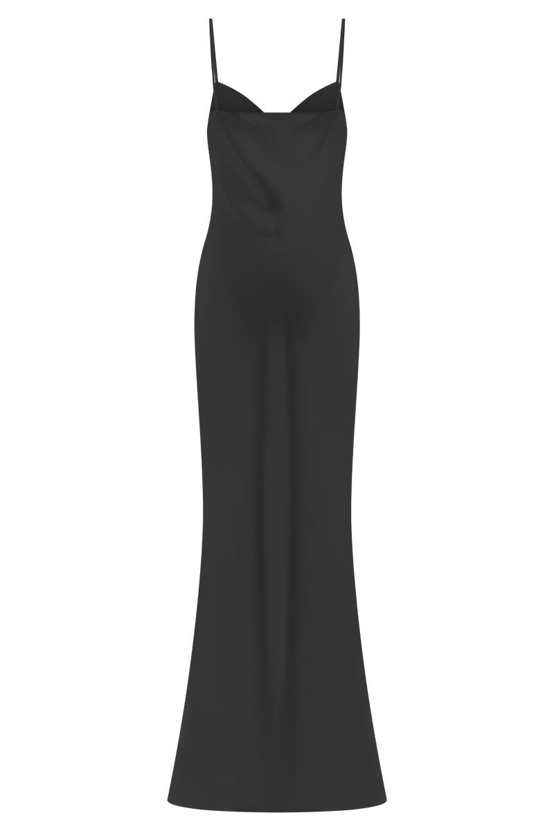 Lilly Sweetheart Satin Maxi Dress - Black