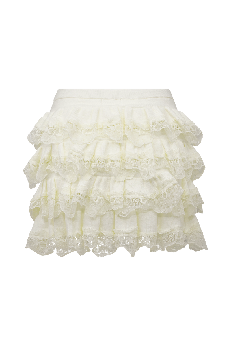 Margaret Lace Ruffle Mini Skort - Cream
