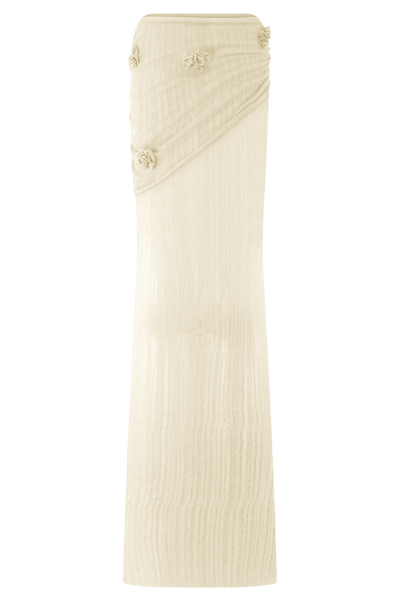 Orianna Orchid Knit Maxi Skirt - Ivory