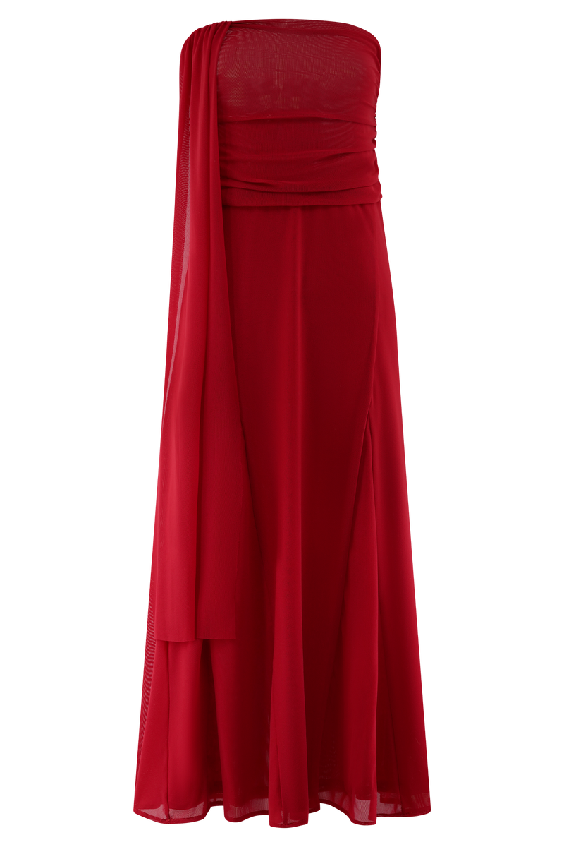 Arna Mesh Maxi Skirt - Ruby