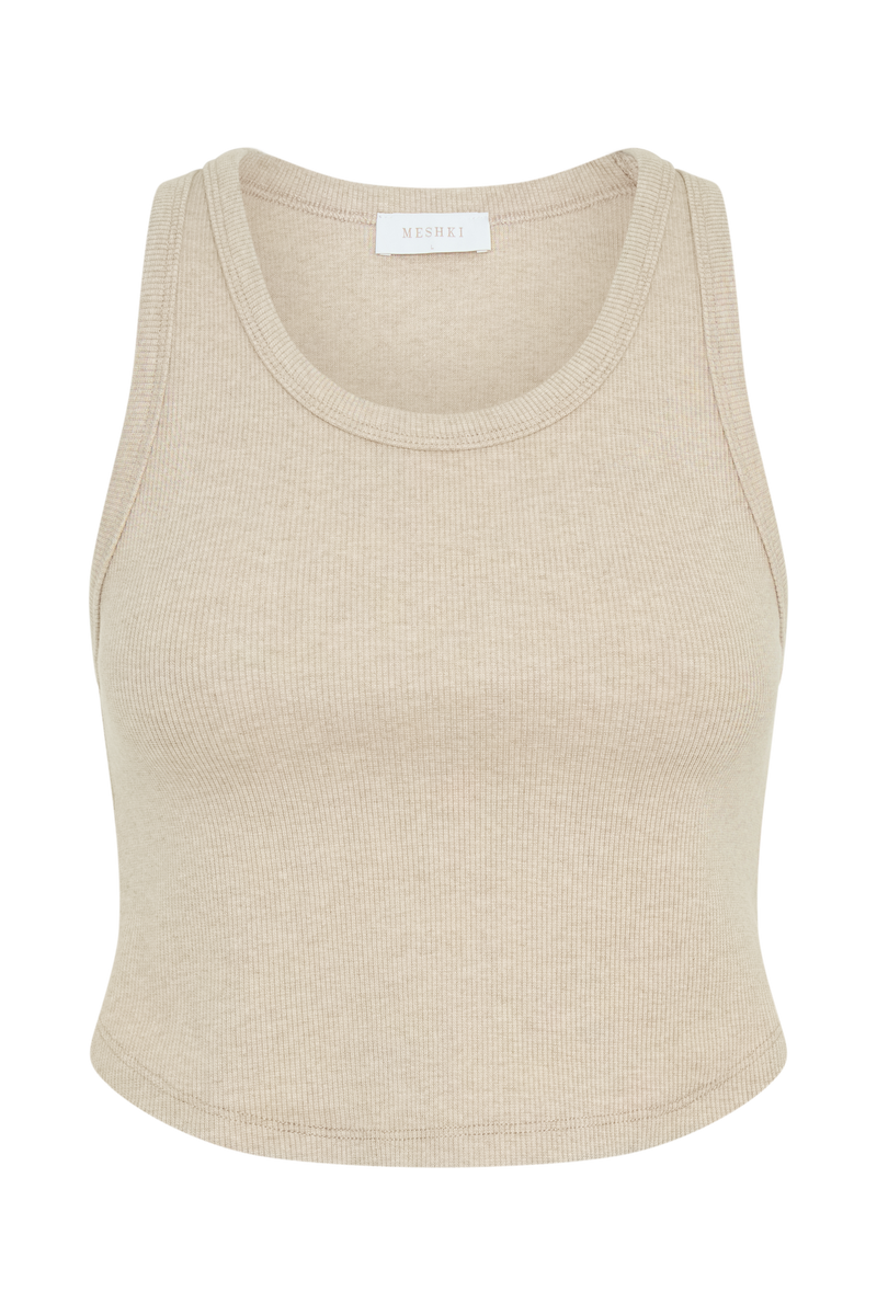 Morgana Ribbed Tank Top - Neutral Marle
