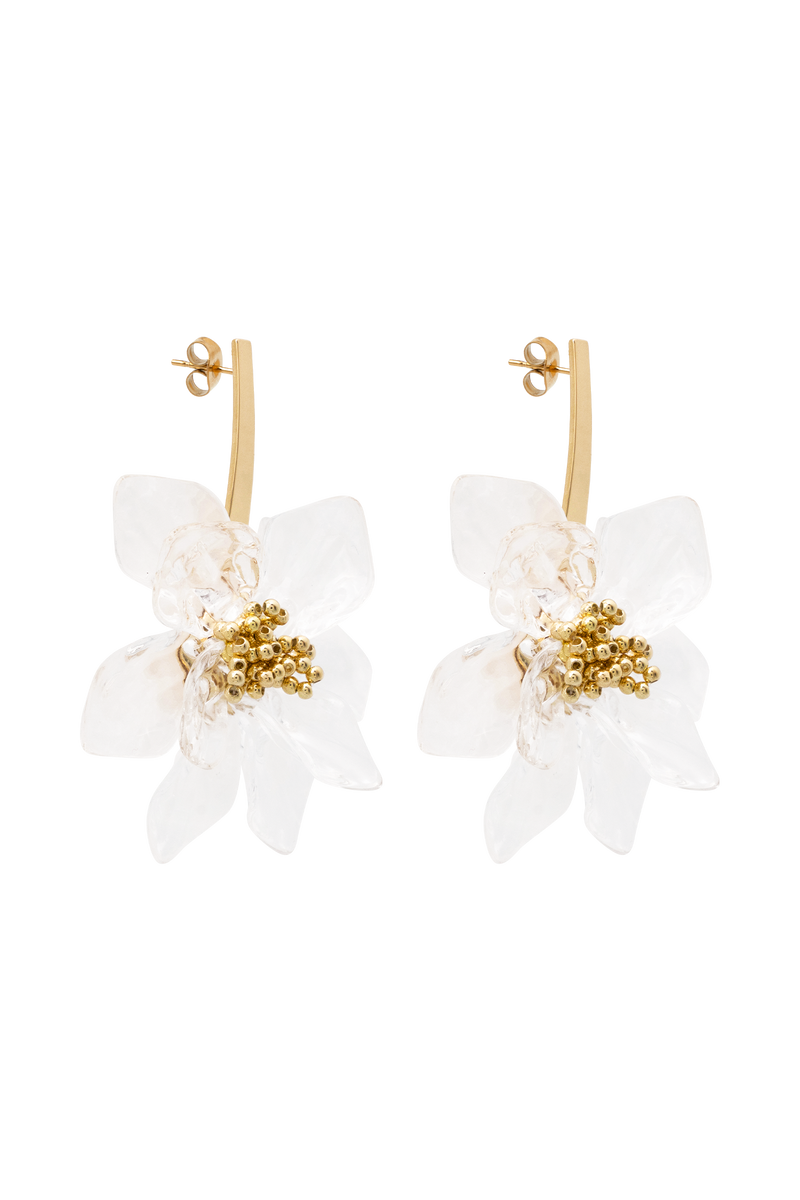 Naomi Acrylic Flower Earring - Gold