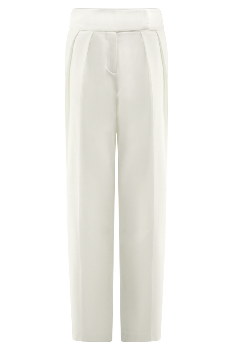 Penelope Pleated High Waisted Pants - Ivory