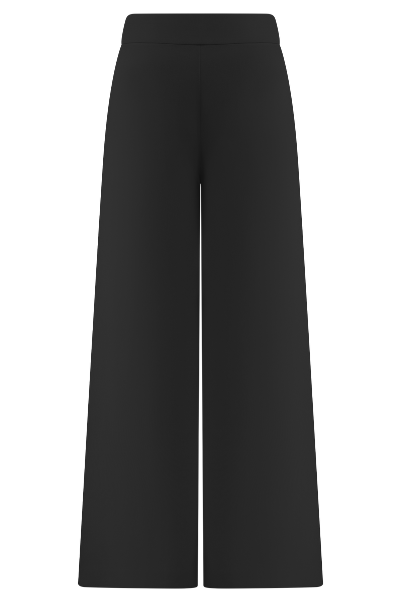 Raya Mid Rise Wide Leg Linen Pant - Black