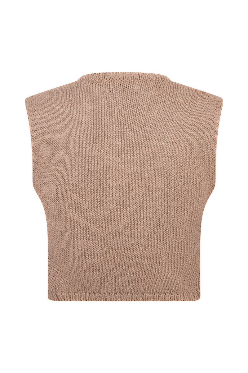 Sloane Overlay Knit Top - Latte