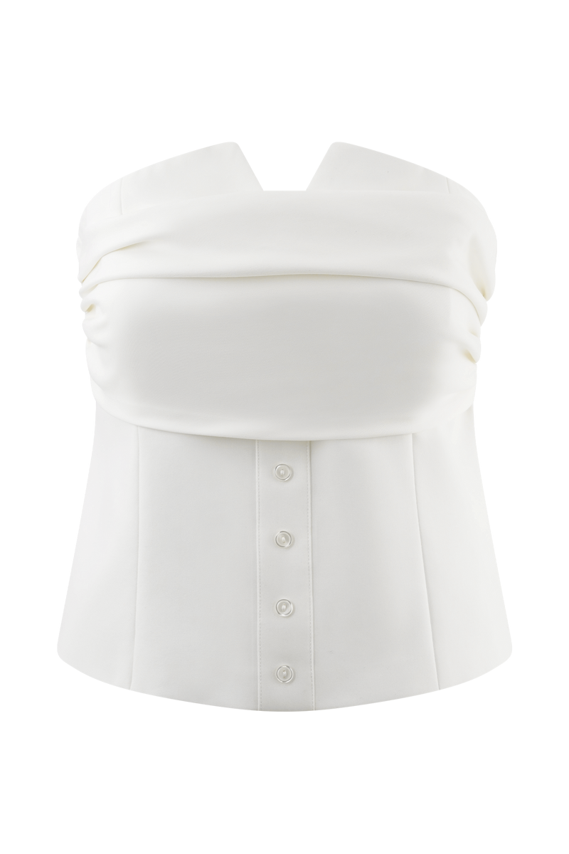 Zillah Strapless Cotton Top - White