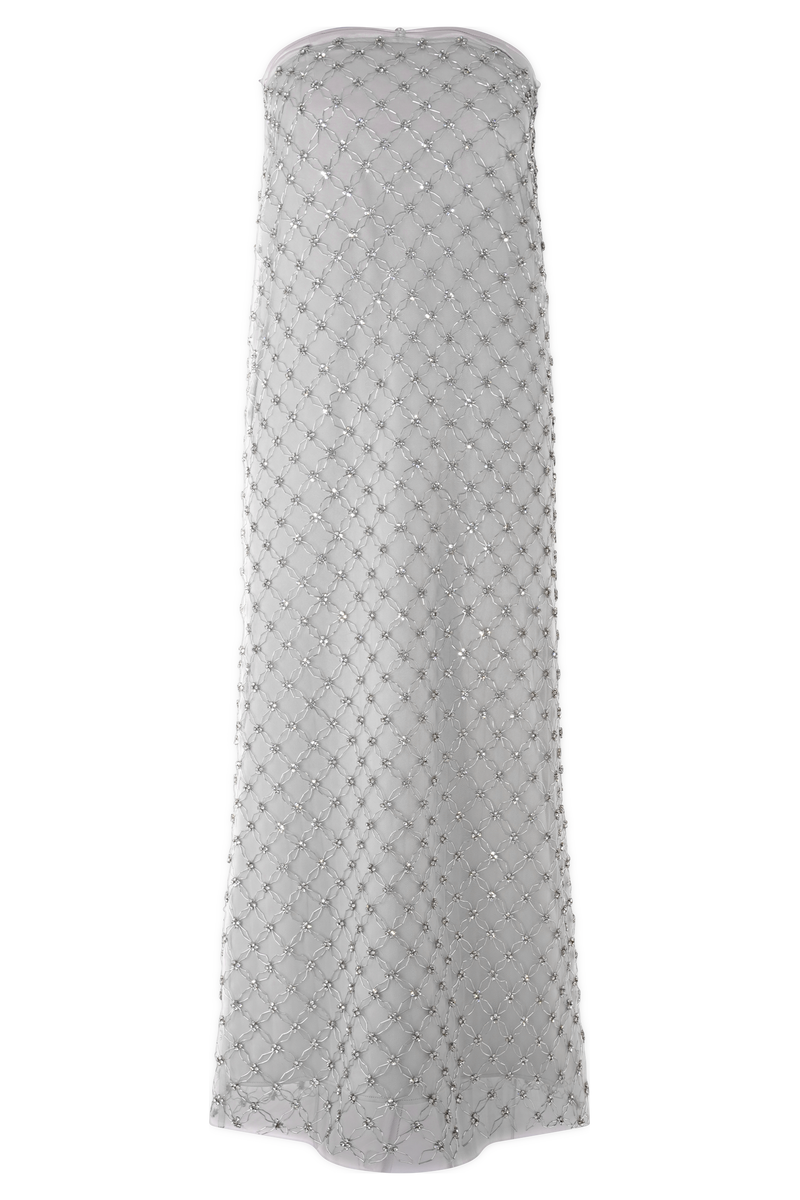 Zuri Hand Beaded Embellished Maxi Skirt - Silver